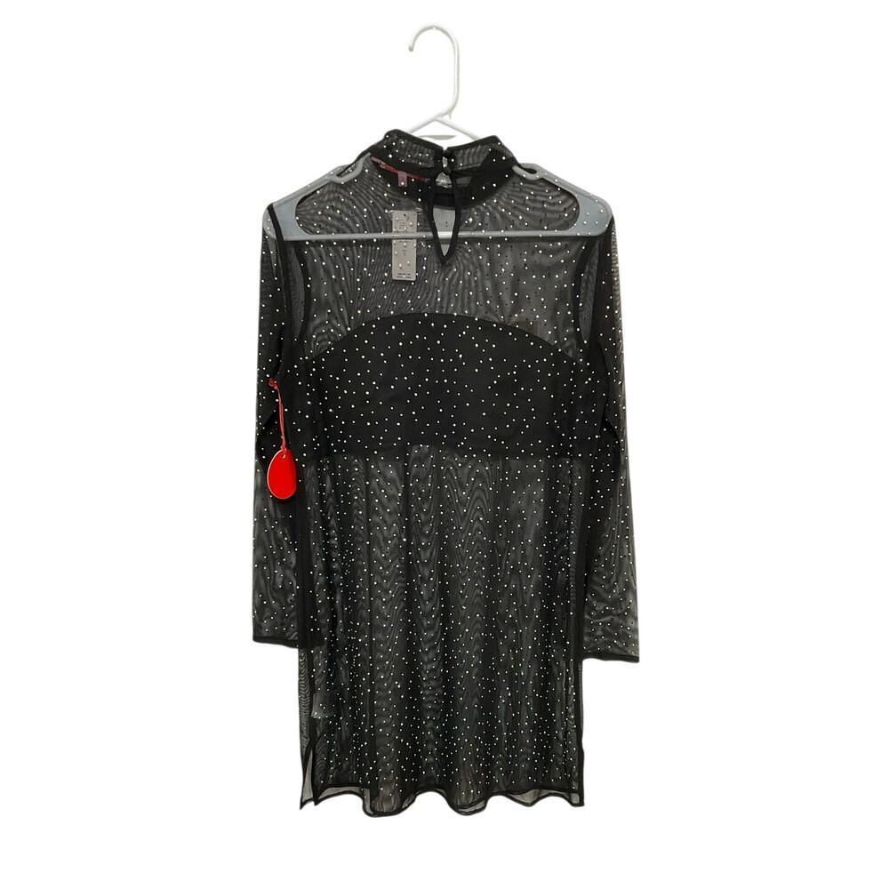 NWT Anthropologie Eva Franco Starlight Sheer Black Tunic Dress Rhinestones Small - Picture 2 of 9